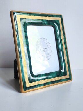1980s Christian Dior Paris Picture Frame Green Malachite-Like Ceramic